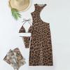 Halter Leopard With Cover Up Bikini Women Swimwear Female Swimsuit Three-piece Bikini set Bather Bathing Suit Swim