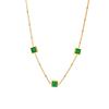 Gold Plated Emerald Square Y-Drop Lariat Necklace, Dainty Adjustable Bead Chain for Women, Elegant Daily Jewelry