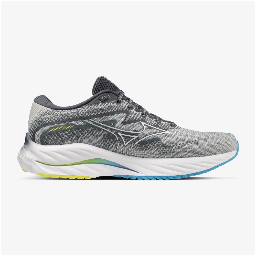 Mizuno Wave Rider 27 Running Thick Gray X White X 2E Shoes, Jogging, Marathon, Training, Sports, Lightweight, Resilient, Sole, Men's, Blue, 28.5 Cm,