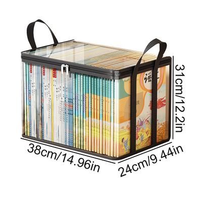Extra Thick Clear Book Storage Boxes PVC Student Desk Organizer Waterproof Textbooks Container Dustproof Book Bins for Classroom