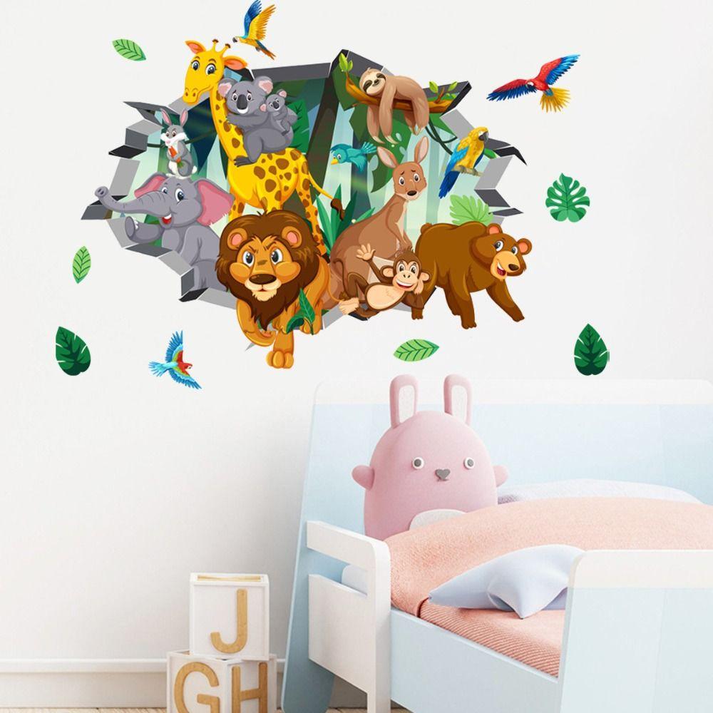 2 Sheets/set Waterproof Background Decor Decals Cartoon Wallpaper Animal Wall Stickers  Dormitory