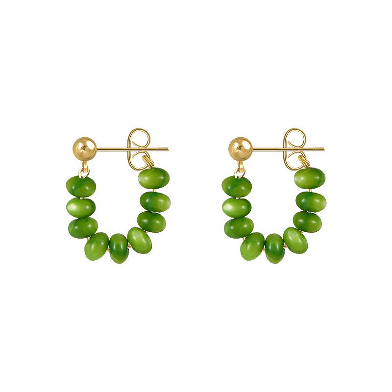 2022 Trendy Light Luxury Green Stud Hoop Earrings for Women