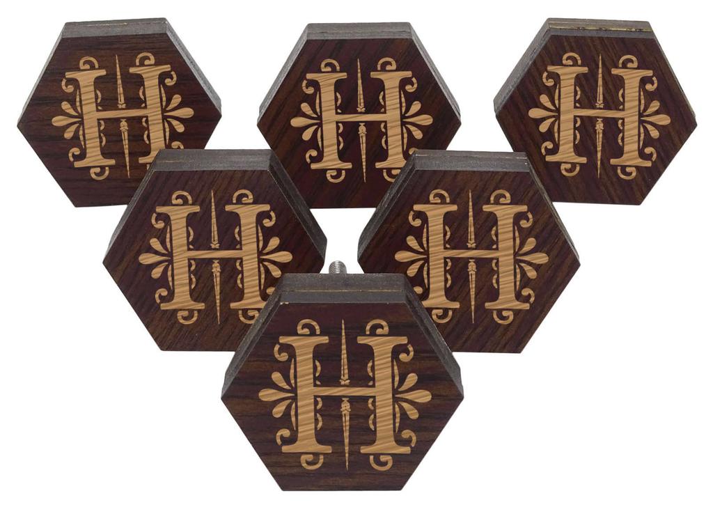 IBA Indianbeautifulart Brown Alphabet H Engraved Furniture Knobs Cabinet Drawer Pull Pack