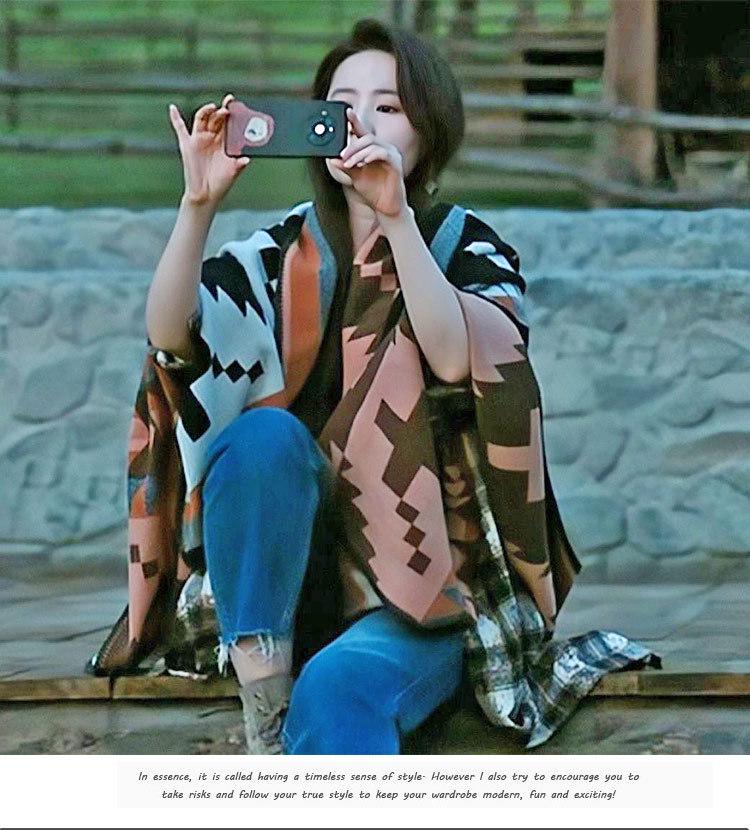 Yunnan Ethnic-Style Large Shawl Cape - Imitation Cashmere Scarf Cloak