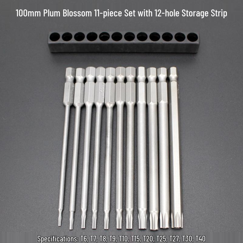 Plum Blossom S2 Magnetic Hex Screwdriver Set - 6.35mm Pneumatic Drill Bit Set