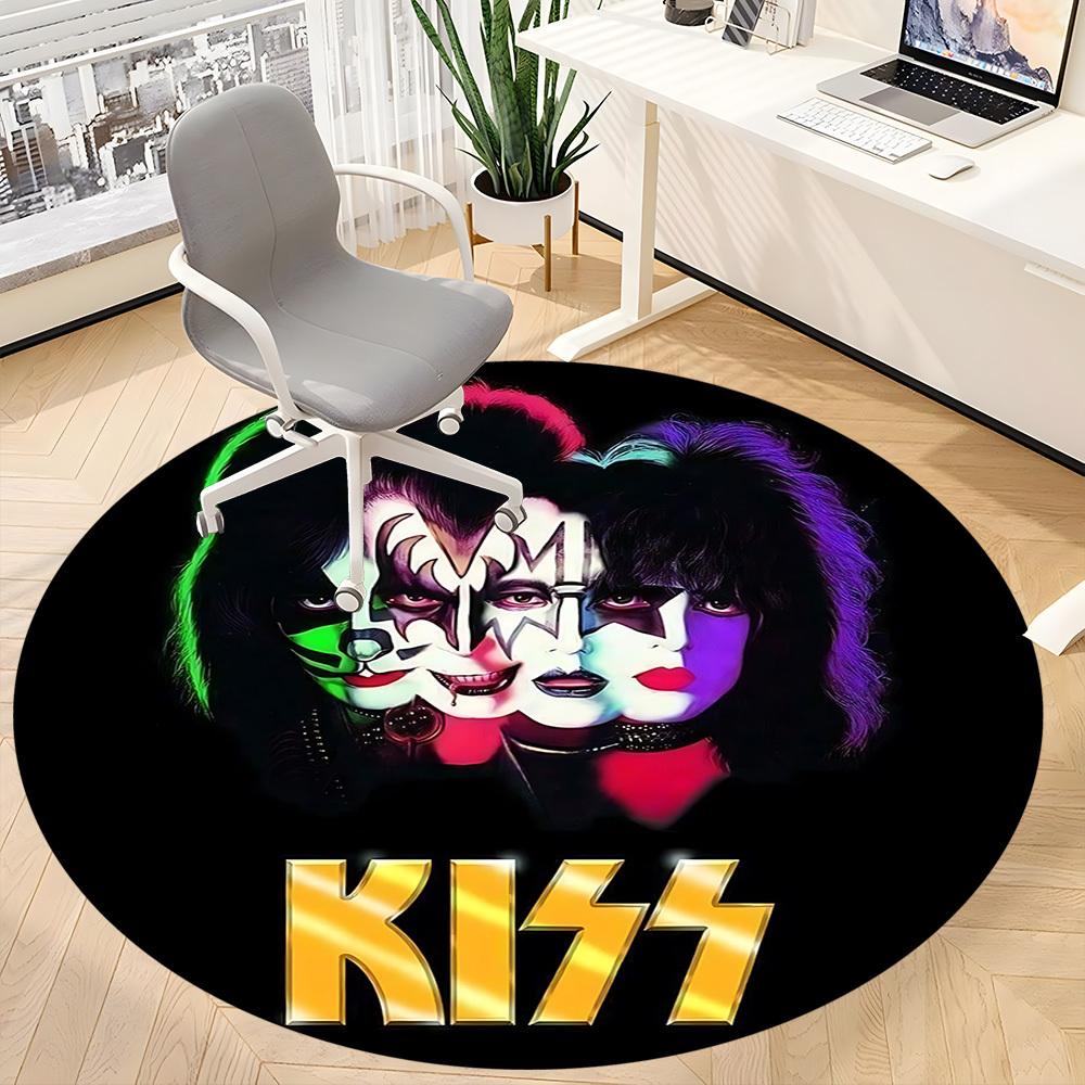 1pc Kiss Band Merchandise Carpet, Round Non-Slip Durable Large Size Office Carpet, Suitable for Office, Beautiful Decoration