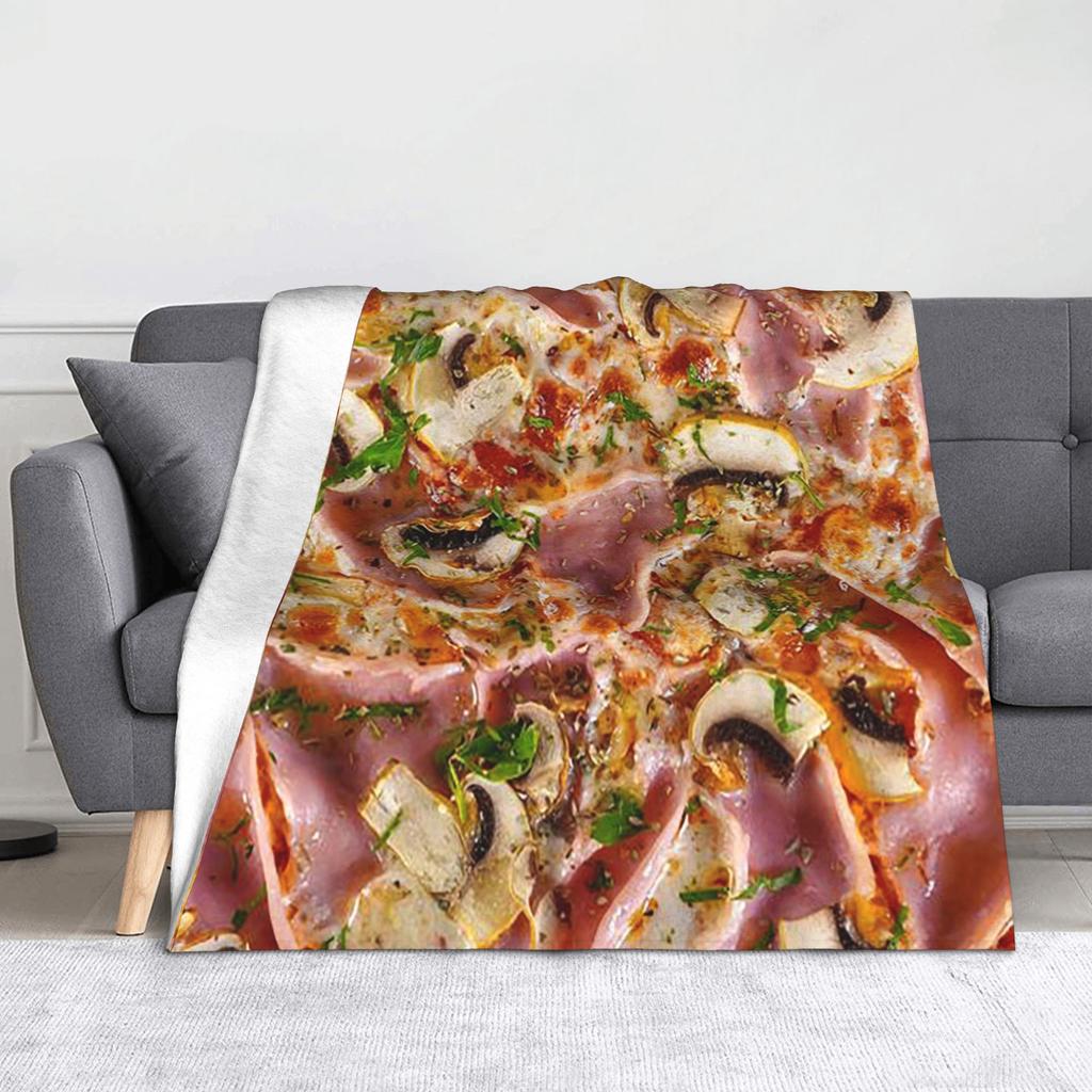 Pepperoni Pizza Pattern Flannel Blanket Tortilla Food Awesome Throw Blankets for Home 125*100cm Bedspread