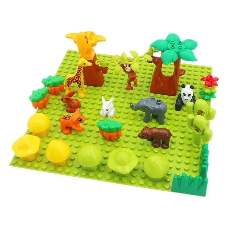 Große Bausteine Outdoor Wald Pflanzen Serie Blume Gras Baum Bauernhof Schmuck Zubehör Kompatible Szenen Spielzeug Kinder Bausteine