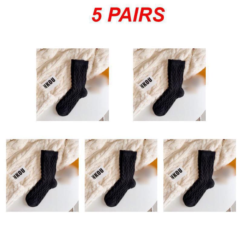 1/3/5PAIRS Winter Socks Thicken Wear-resistant -calf Socks Anti-slip Long Cotton Socks Coral Fleece Soft Cotton Socks