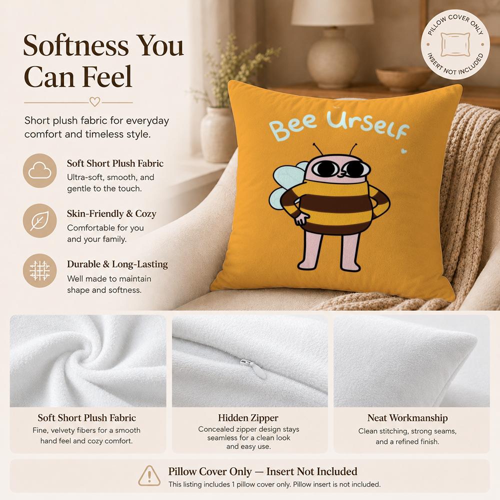 Character K‑Ketnipz The Bean Cushion Cover Double-Sided Printed Pillow Cover Hypoallergenic Dust-Mite Proof