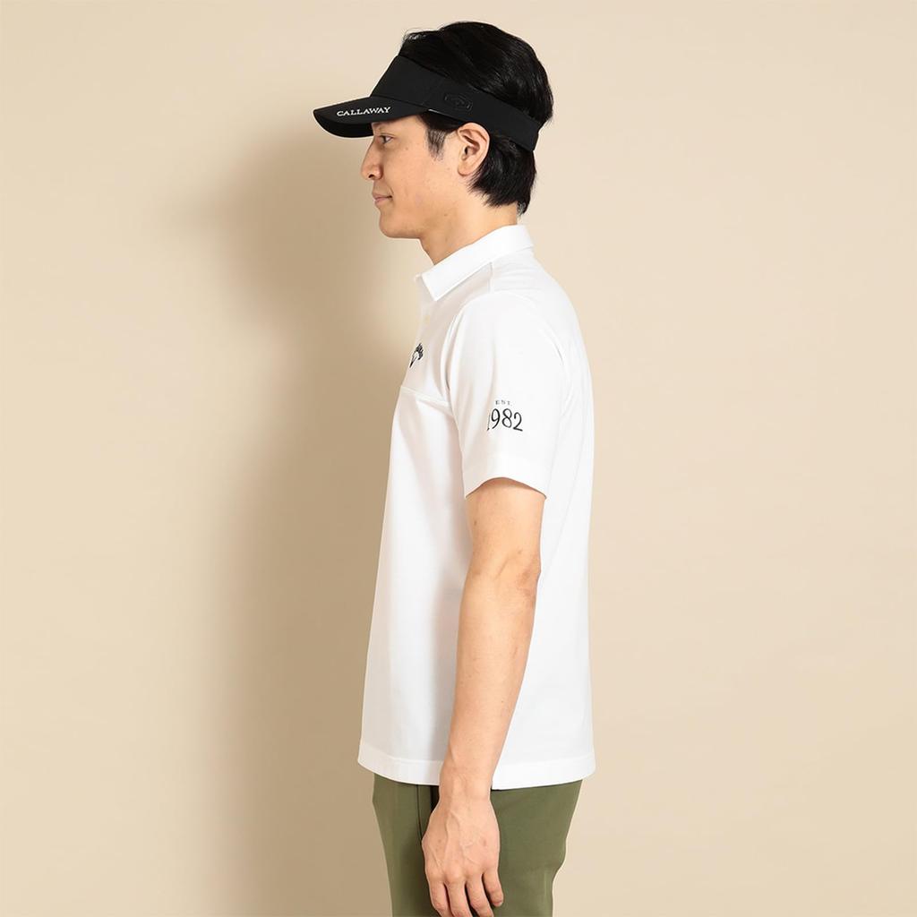 Callaway Short Sleeve Polo Shirt UV for C23234100 Size 3L Men's (Moisture-Wicking, Quick-Drying, Protection) Golf, 1030_White,