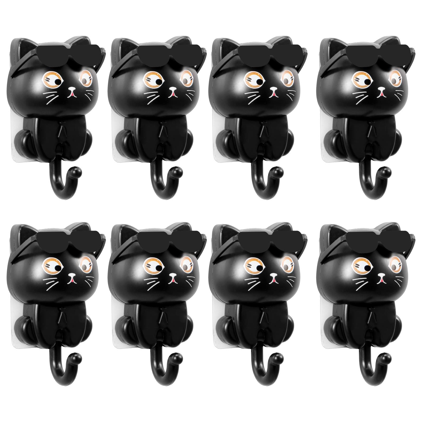

8 шт. крючков, милый кот, настенный, самоклеящийся, мультяшный ключ, зонтики, полотенца, ванная, кухня, хранение, декоративные крючки