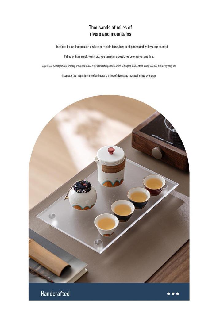 Thousand Li Mountains & Rivers Kung Fu Tea Set Gift Box - Cultural Souvenir with Custom Logo