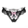 Sexy Panties Women's Beautiful Buttocks Lace Novelty Thong Pearl Massage Transparent Hollow T-pants 2172