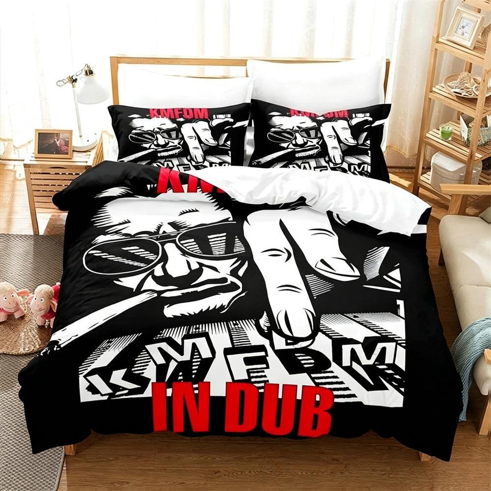 Hot K-Kmfdm Band Duvet Cover Pillowcase Bedding Set Adult Boy Girl Bedroom Decoration Children Gift Single Double Large Size