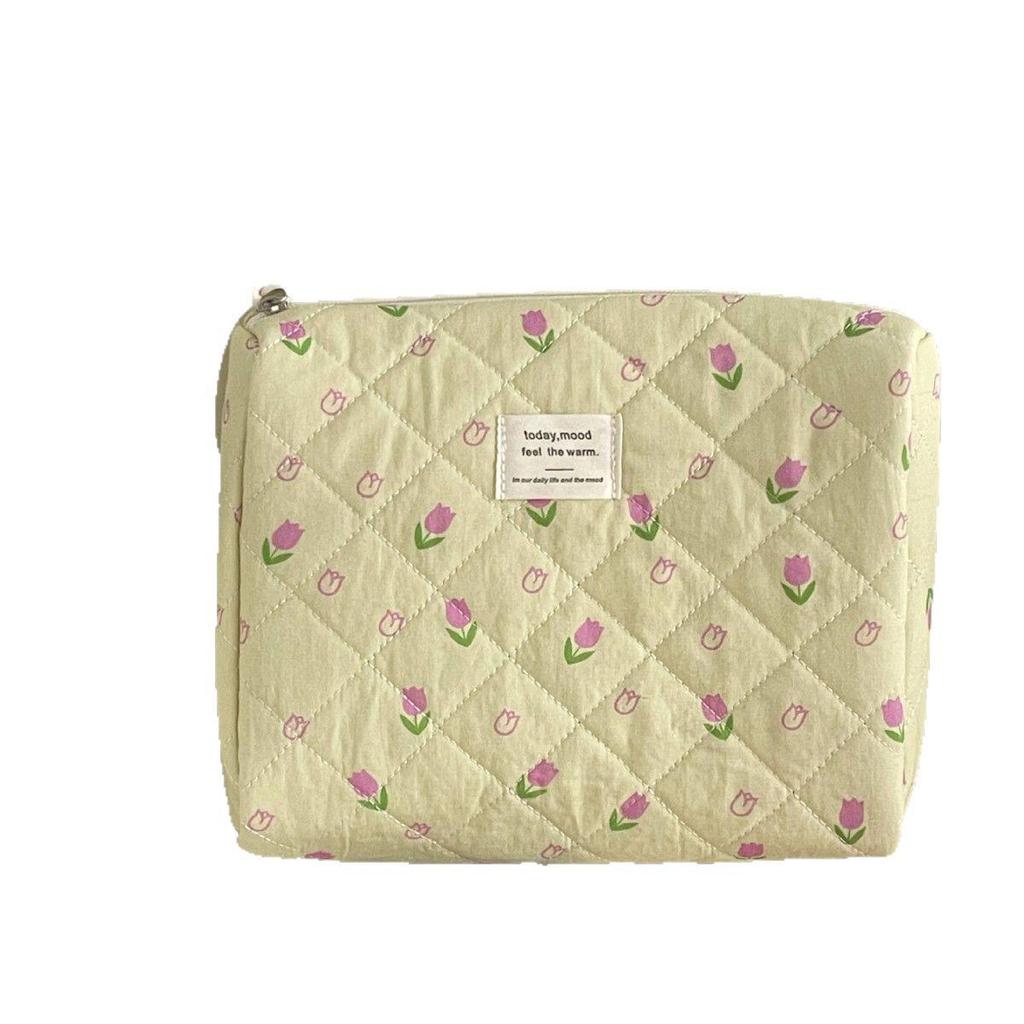 Trousse de maquillage et de voyage jaune de haute qualité avec motif rose rouge