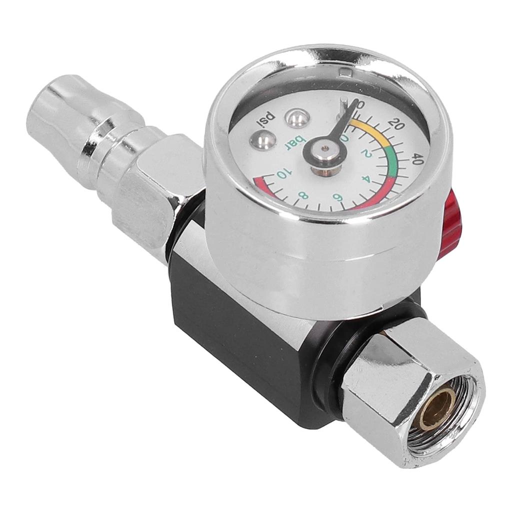 0-140psi/0-10bar Paint Spray Gun Air Regulator with G14in Thread, Spray Paint Air Pressure Regulator, Pressure Adjusting Valve Gauge