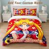Pościel 1 poszewka na kołdrę 2 poszewki na poduszki Nadruk Sailor Moon Miękka pościel Dekoracja sypialni