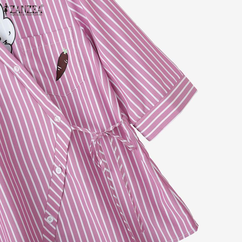 ZANZEA Dámská ležérní halenka s 3/4 rukávem a výstřihem do V