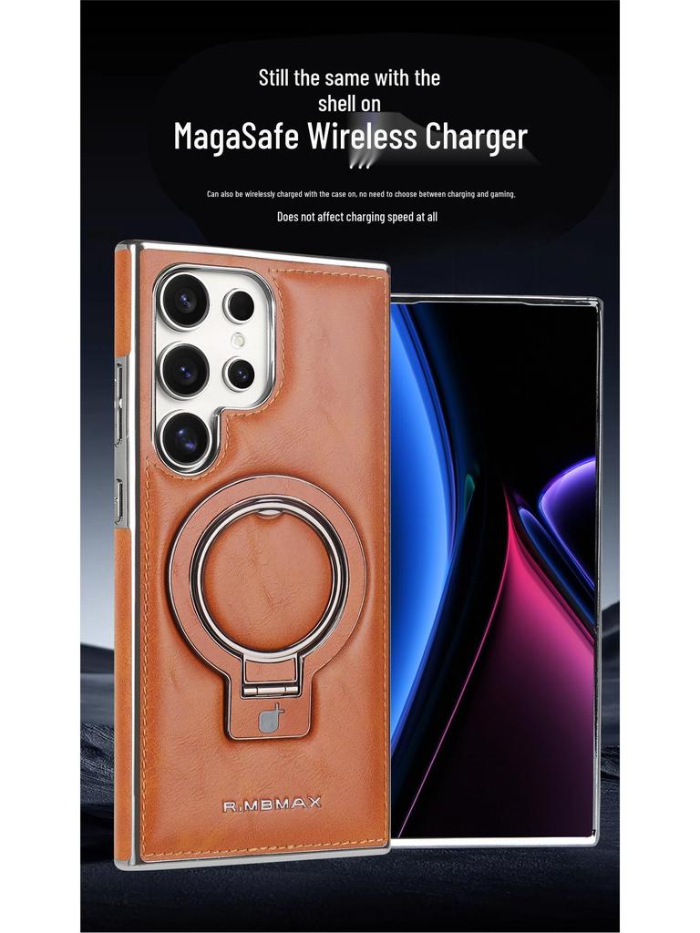 Samsung S26 Ultra Leather Magnetic Stand & Drop-proof Racket Case