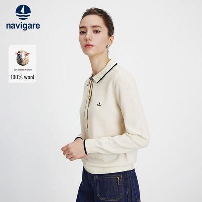 Men's Full Wool Half-Zip Polo Knit Sweater