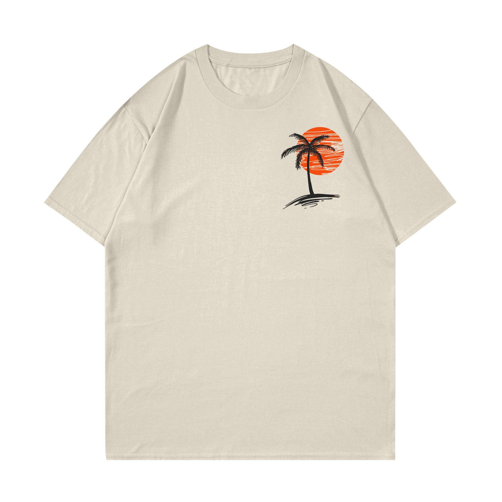 Футболка унисекс, повседневный свободный топ, удобная футболка с круглым вырезом L бежевый