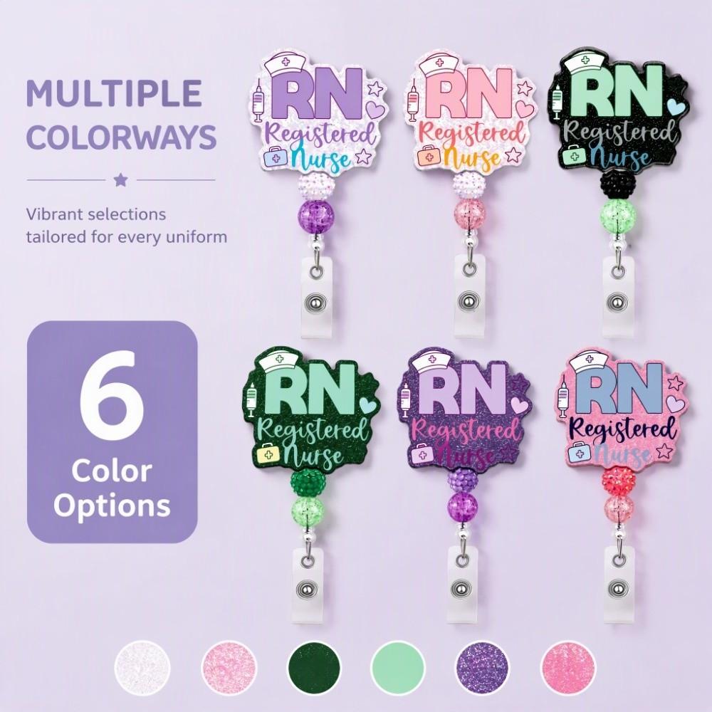 Retractable Structure Nurse Badge Reel Delicate Beaded Craft Beaded Badge Reel Gift Choice