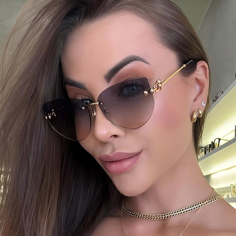 Women's sunglasses, men's and women's fashion polygonal frameless sunglasses