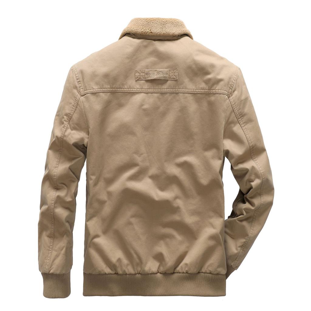 Men's Autumn and Winter New Lamb Velvet Jacket Men's Velvet Cotton Jacket Warm and Thickened Military Uniform Cotton Jacket for Men