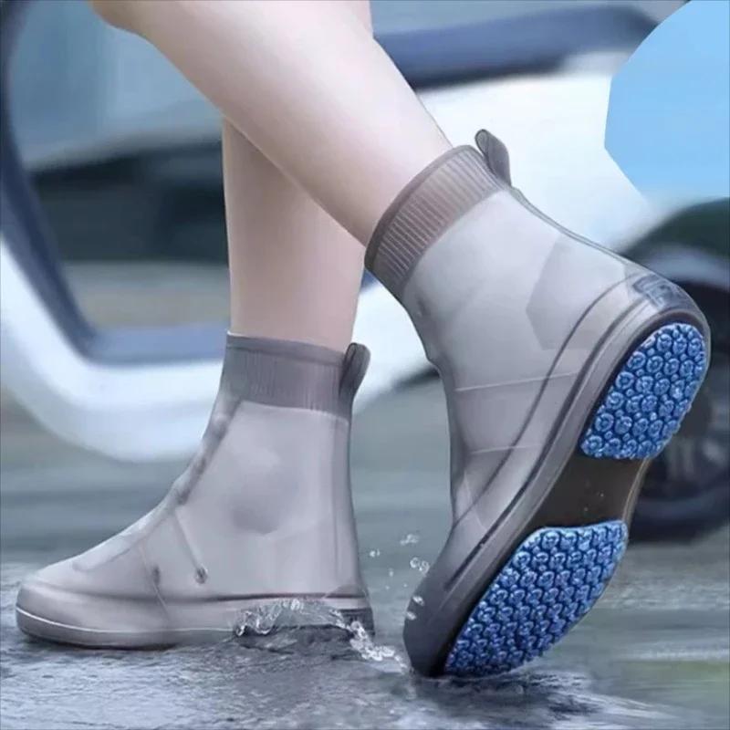 HOT New 1Pair Reusable Waterproof Rain Shoes Covers Silicone Non-slip Outdoor Rain Boot Overshoes Walking Shoes Accessories