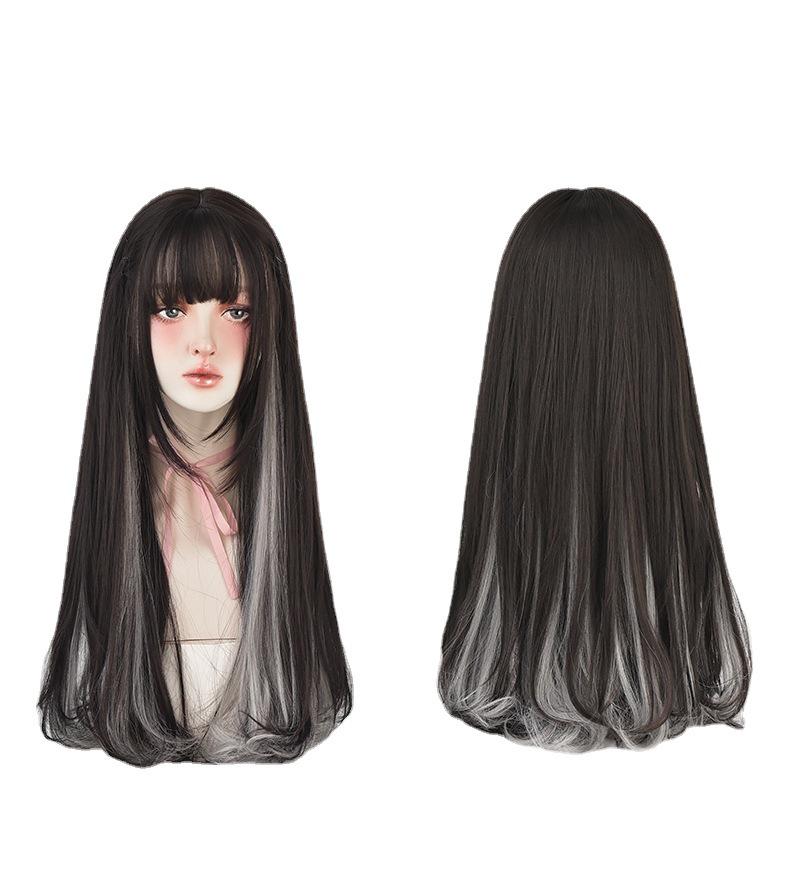 Dámská dlouhá kudrnatá paruka s přirozenými melíry a stylem hruškového květu