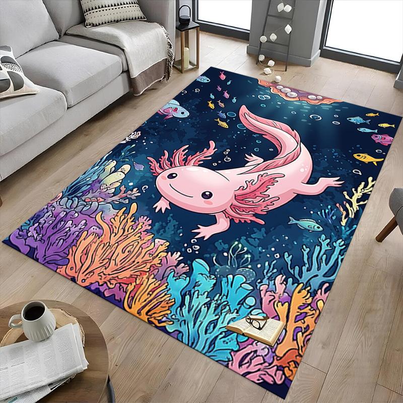 1PC Axolotl Ocean Extra Large Non-Slip Floor Carpet, Office, Family, Bedroom, Studio - Large Area Rug,Longlasting Material-K0414