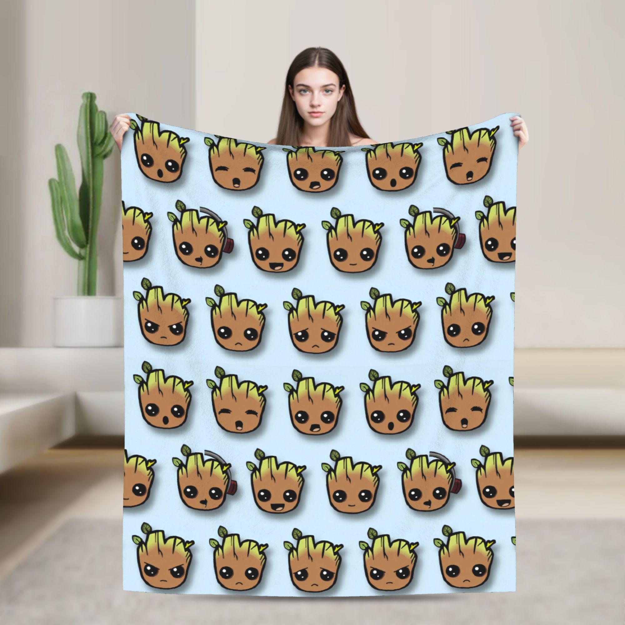 

Guardians of the Galaxy Groot Flannel Throw Blanket Rocket Raccoon for Bed Knitted Blanket Outdoor Thin Portable Quilt 30x40in