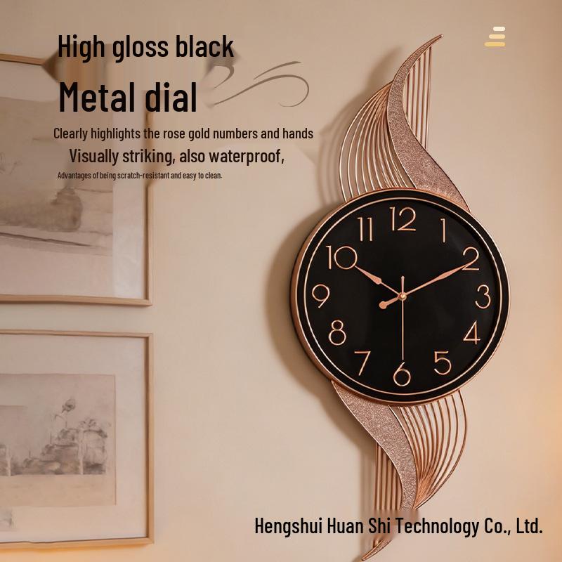 Home Living Room Silent Quartz Wall Clock with Glass Mirror Surface