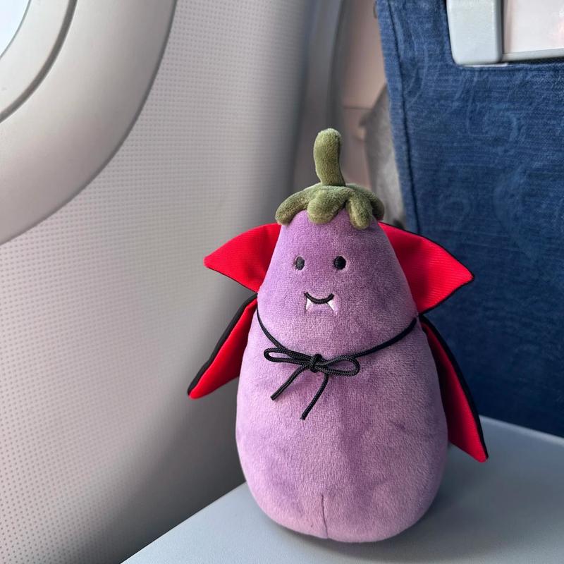 Lively Eggplant Doll Adorable Vampire Eggplant Plush Toy Companion and Soothing Gift