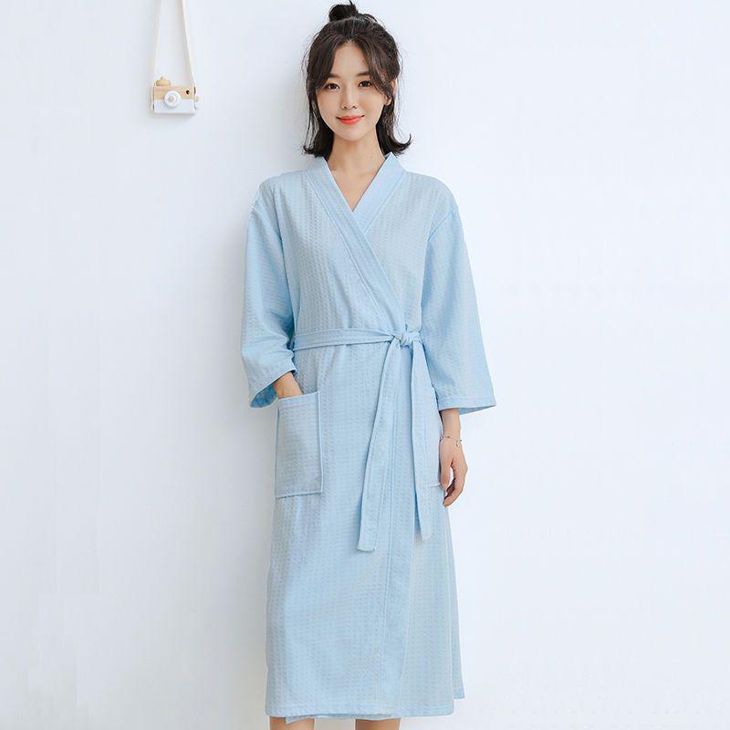 Unisex Long Sleeve Bathrobe - Spring/Autumn Solid Color