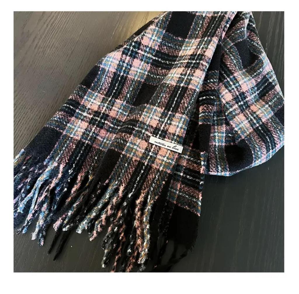 Damen-Winterschal im koreanischen Stil mit Karomuster – warmer Schal aus Kaschmirimitat