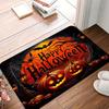 Happy Halloween + Spider Web + Bat & Pumpkin Design Doormat, Premium Flannel with 0.4-Inch Thick Foam, & Non-Slip, Suitable for Entryway, Kitchen, Liv