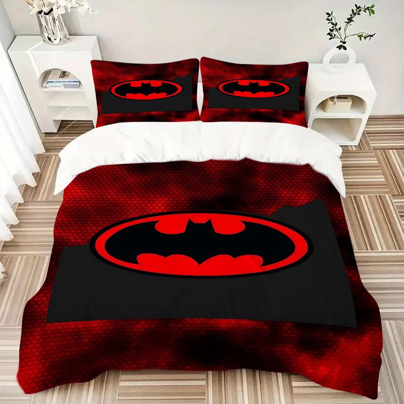 3pcs Batman Symbol Duvet Cover Set, 1 Duvet Cover + 2 Pillowcases (No Insert), High-Definition Print, Home & Dorm Set yy251208084