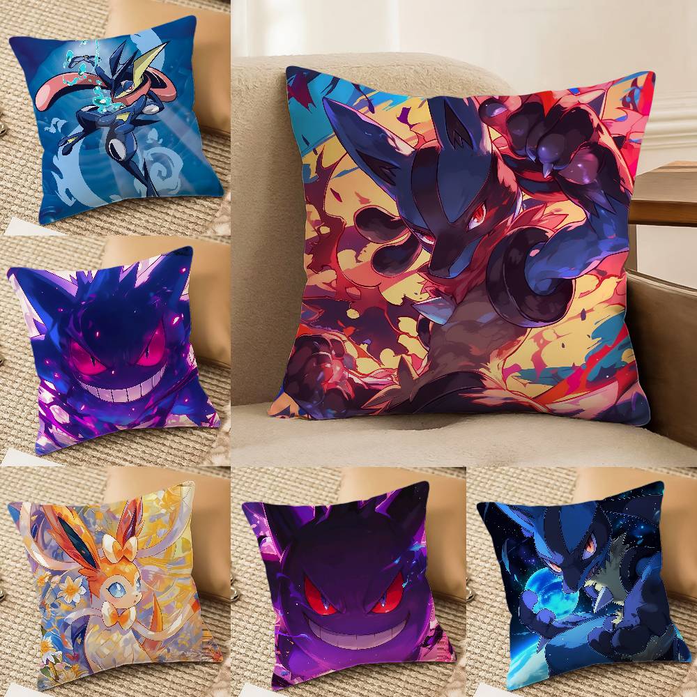 Pokemon Battle Frontier Anime Plush Pillow Cover Soft Short Plush Cushion Cover For Sofa Bedroom Home Decor Gift