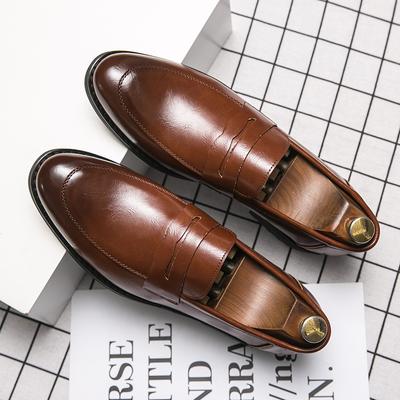 Czarne Biznesowe Buty Męskie Koreański Styl Męskie Miękka Skóra Wszechstronne Brytyjskie Szpiczasty Nosek Kick