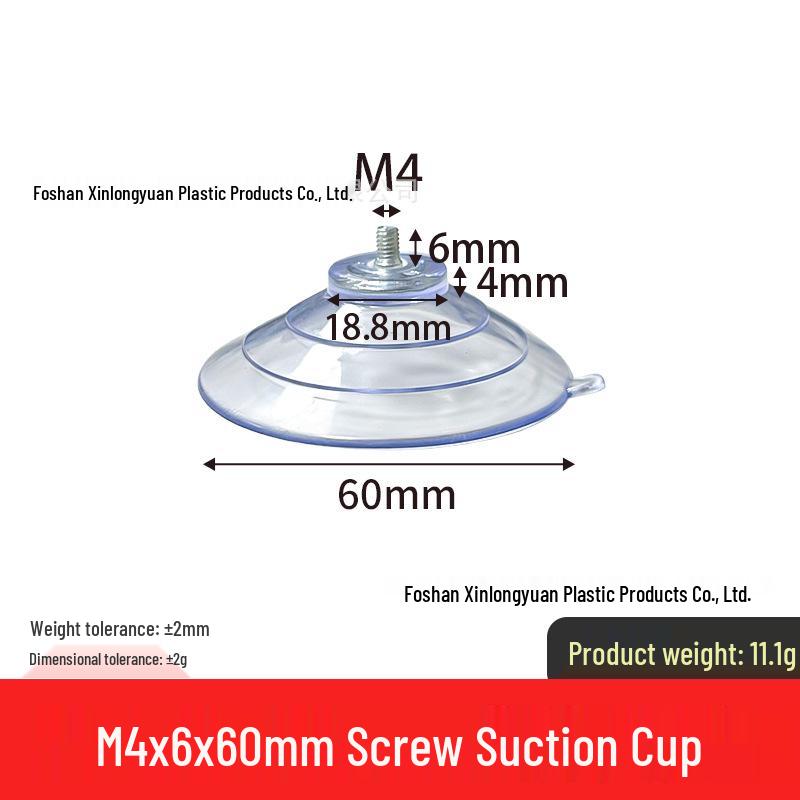 M4-M8 Transparente PVC-Saugnapf mit Gewindestange