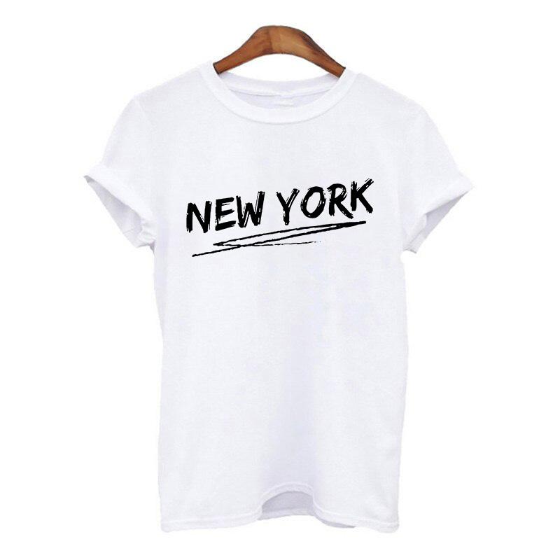 Harajuku Women Tshirt New York Summer Print White Black T Shirt Ladies Clothing 90S Tops Graphic Clothes Female Tee Shirt 2025