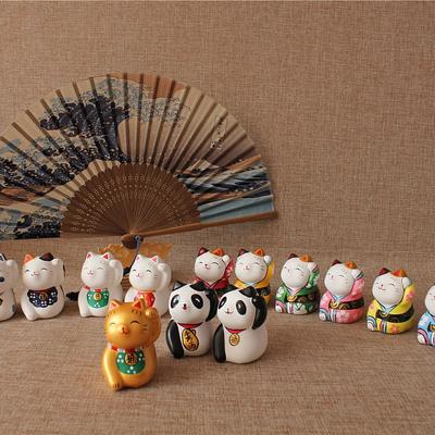 Table Decoration Home Furnishing Decoration Car Trinkets Mini Fortune Cat Colorful Hand Painted Cat Cute Creative Ornaments29-56