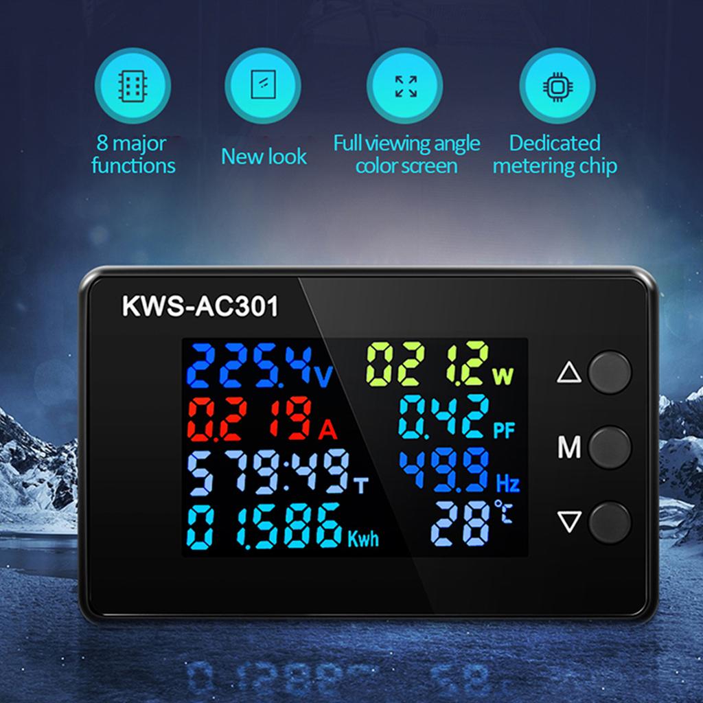 KWS-AC301 Wattmeter Strommessgerät Voltmeter Multimeter Tester Leistungsanalysator LED AC Stromzähler 0-20/100A Detektor