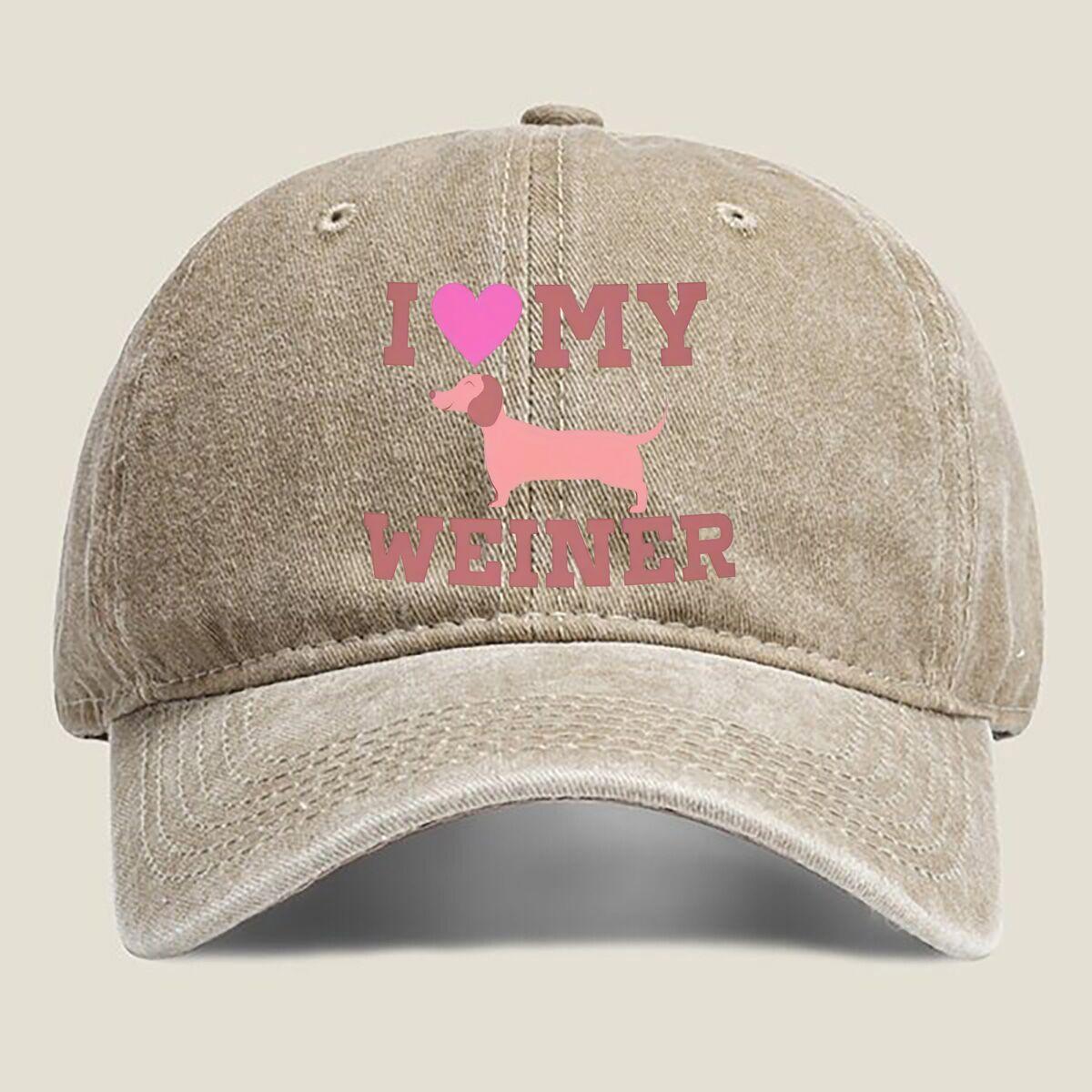 

I Love My Weiner Dog Fashion Washed Baseball Cap Hat Outdoor Activities One Size хаки