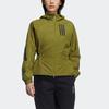 Adidas Striped Print Zip-Up Hooded Jacket With Drawstring Waist Women Outerwear Army-Green GM0699