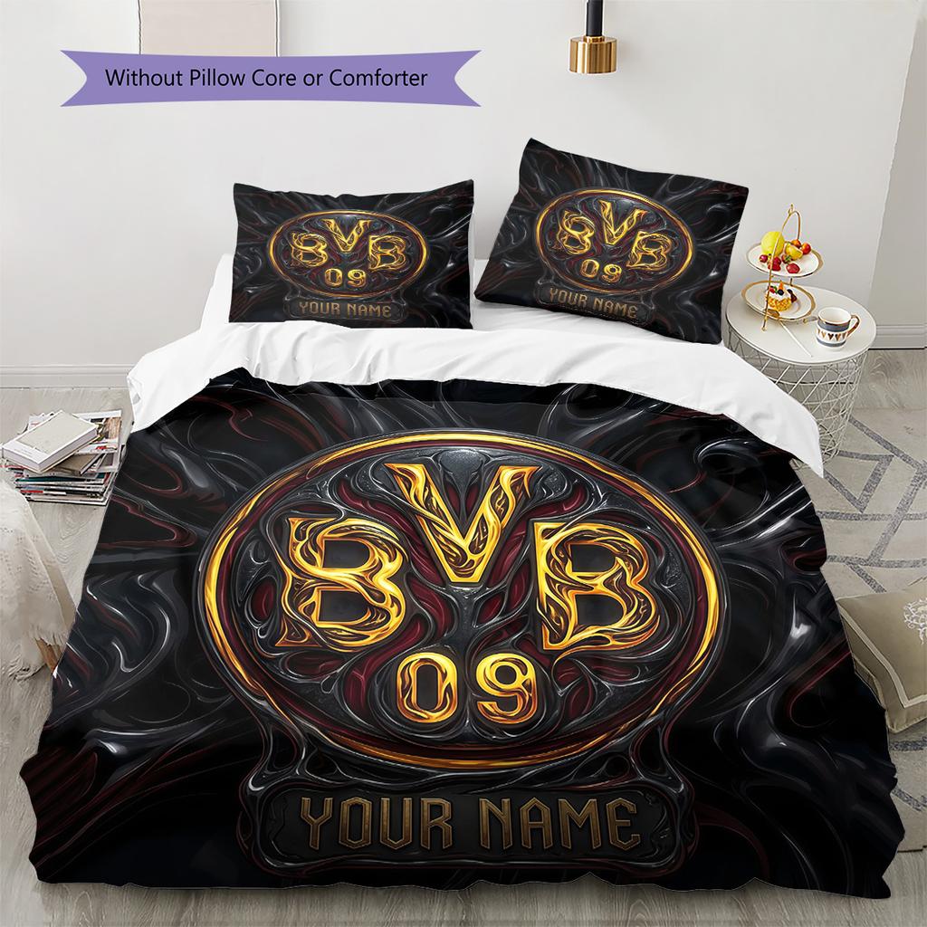 Custom Name BVB Pattern Bedding Quilt Set  Home Decoration  Gift (1 * Duvet Cover + 2 * Pillowcase  Without Core)