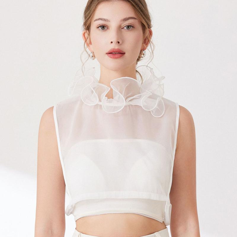 

Сладкий тюль с высоким воротником Осень Зима Съемная блузка-рубашка Съемный ложный воротник Свитер Декоративный воротник Аксессуары для шеи