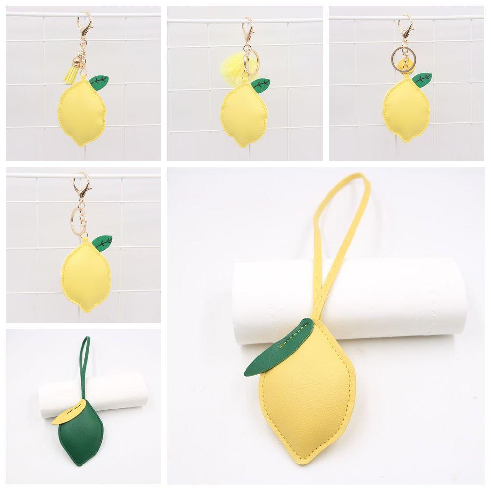 PU Leather PU Leather Hanger Fruit Bag Pendant Lovely Lemon Keychain  Bag Ornament